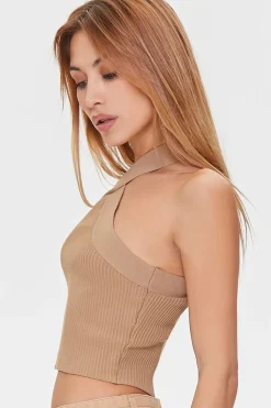 Sweater-Knit Halter Crop Top