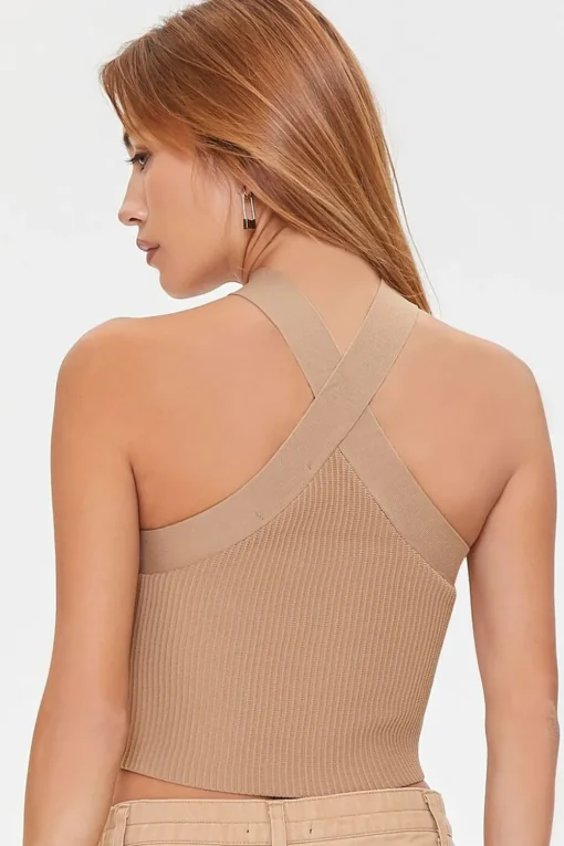 Sweater-Knit Halter Crop Top
