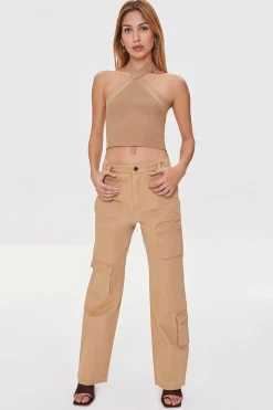 Sweater-Knit Halter Crop Top