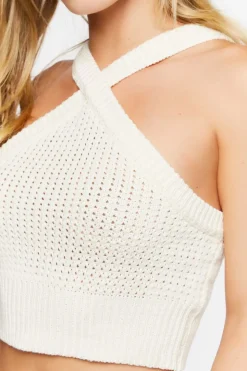 Sweater-Knit Halter Crop Top