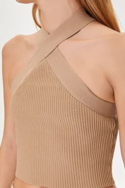 Sweater-Knit Halter Crop Top