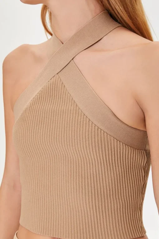 Sweater-Knit Halter Crop Top