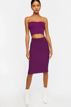 Sweater-Knit Midi Skirt