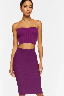 Sweater-Knit Midi Skirt