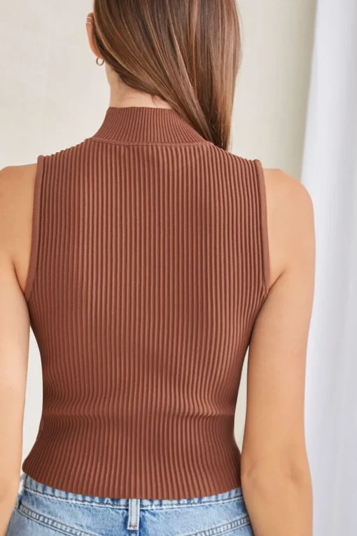 Sweater-Knit Mock Neck Top
