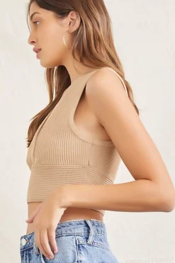 Sweater-Knit Ribbed Crop Top