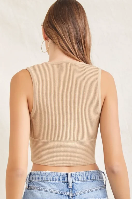 Sweater-Knit Ribbed Crop Top