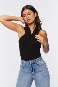 Sweater-Knit Sleeveless Bodysuit