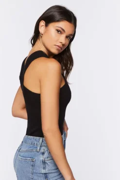 Sweater-Knit Sleeveless Bodysuit