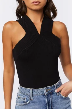 Sweater-Knit Sleeveless Bodysuit