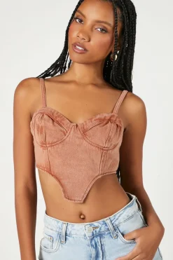 Sweetheart Denim Corset Crop Top