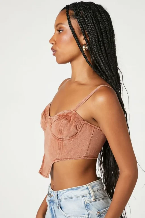 Sweetheart Denim Corset Crop Top