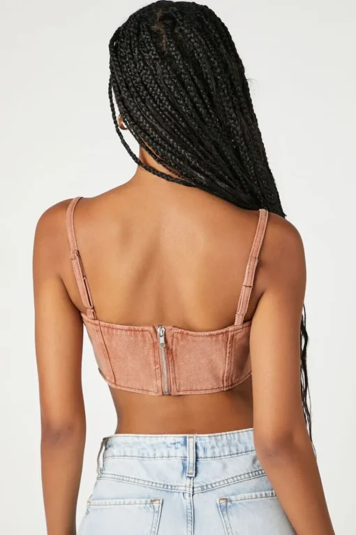 Sweetheart Denim Corset Crop Top