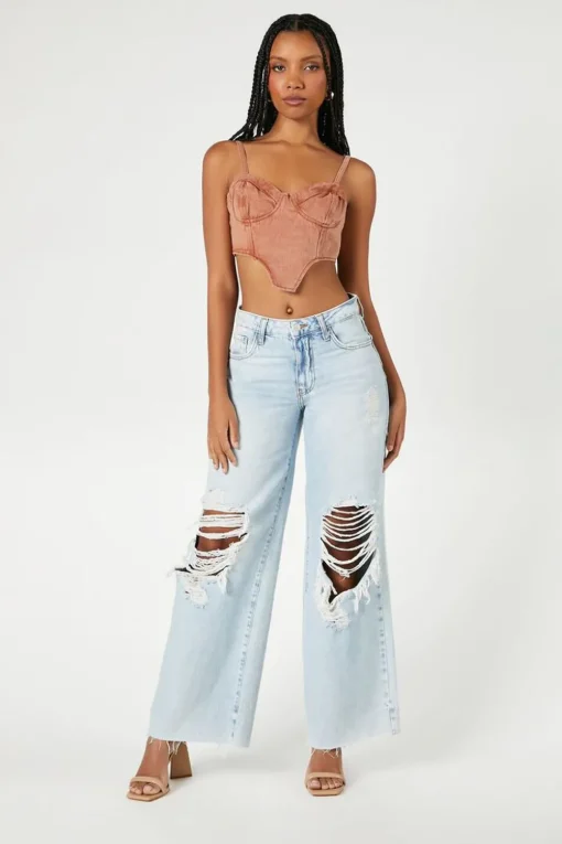 Sweetheart Denim Corset Crop Top