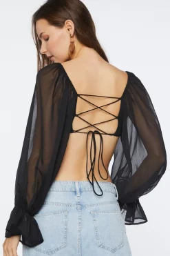 Sweetheart Lace-Back Crop Top