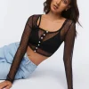 Swiss Dot Mesh Crop Top