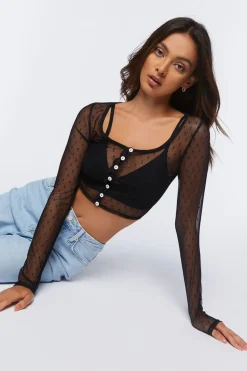 Swiss Dot Mesh Crop Top
