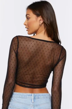 Swiss Dot Mesh Crop Top