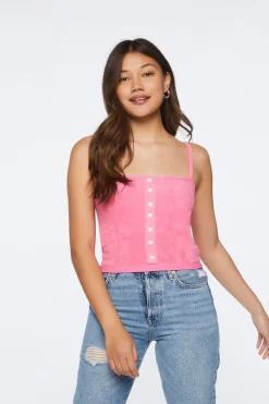 Terry Cloth Heart-Button Cami