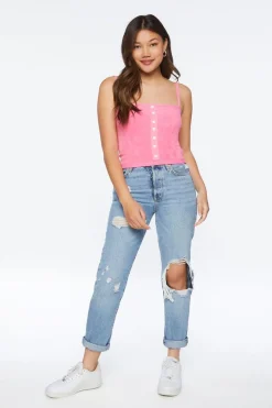 Terry Cloth Heart-Button Cami
