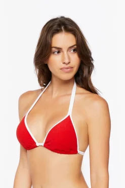 Terry Cloth Triangle Halter Bikini Top