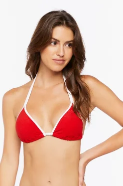 Terry Cloth Triangle Halter Bikini Top