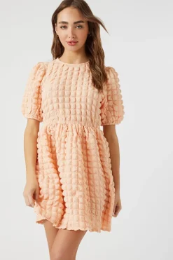 Textured Babydoll Mini Dress