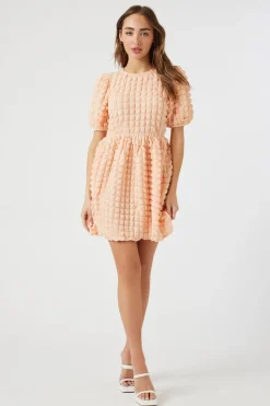 Textured Babydoll Mini Dress