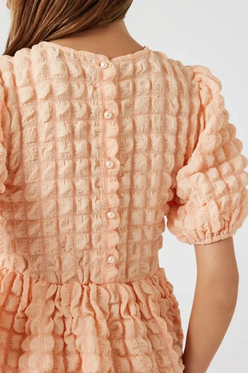 Textured Babydoll Mini Dress