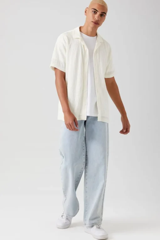 Textured Button-Up Shirt