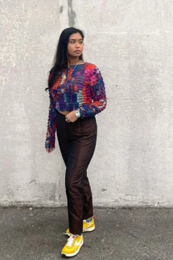 Textured Chiffon Crop Top