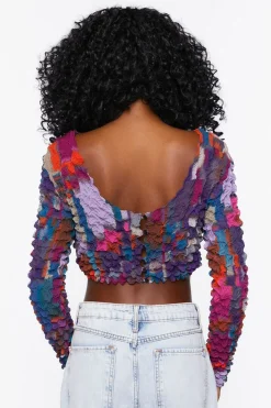 Textured Chiffon Crop Top