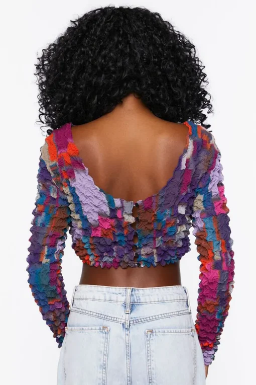 Textured Chiffon Crop Top