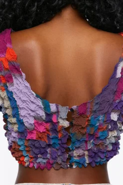 Textured Chiffon Crop Top