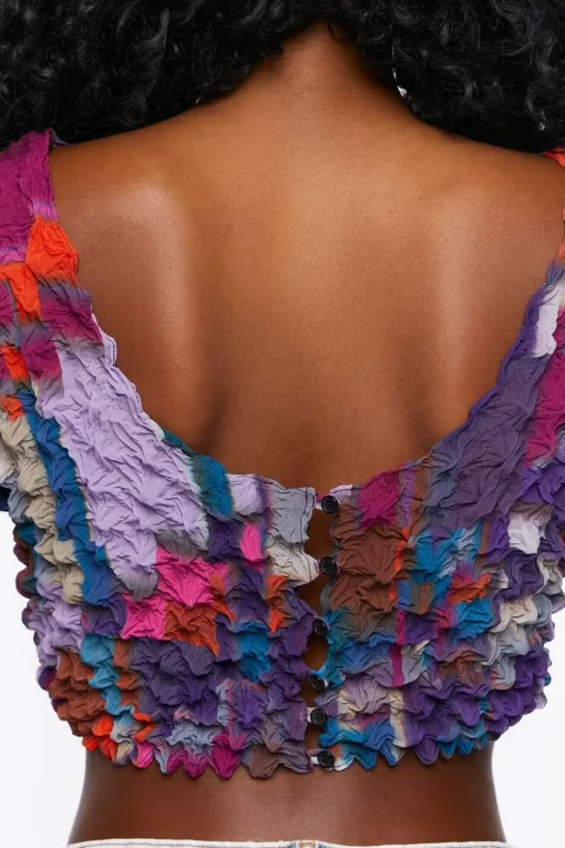 Textured Chiffon Crop Top
