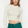 Textured Cropped Sweater