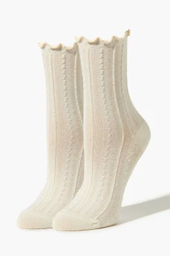 Textured Lettuce-Edge Crew Socks