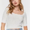 Textured Short-Sleeve Crop Top