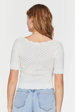 Textured Short-Sleeve Crop Top