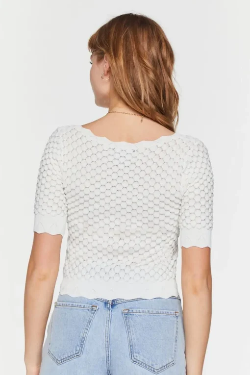 Textured Short-Sleeve Crop Top