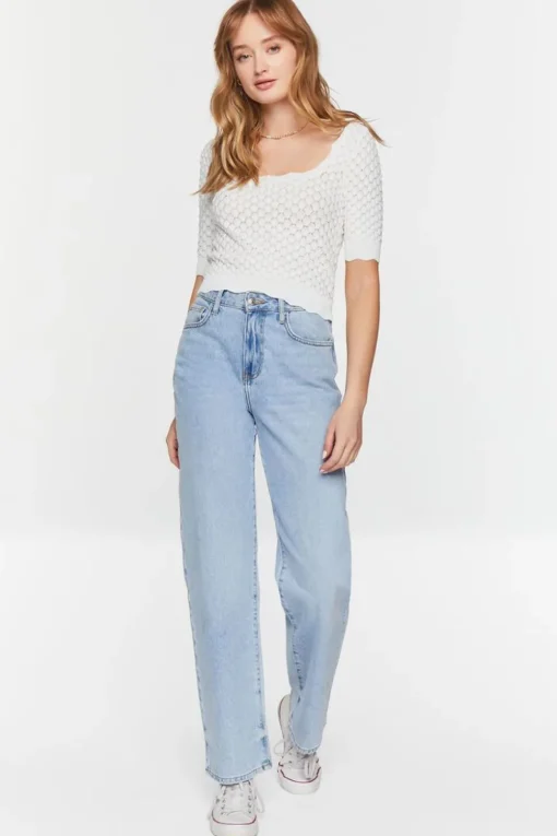Textured Short-Sleeve Crop Top