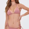Textured Spotted Print String Bikini Bottoms