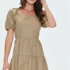 Tie-Back Poplin Mini Dress
