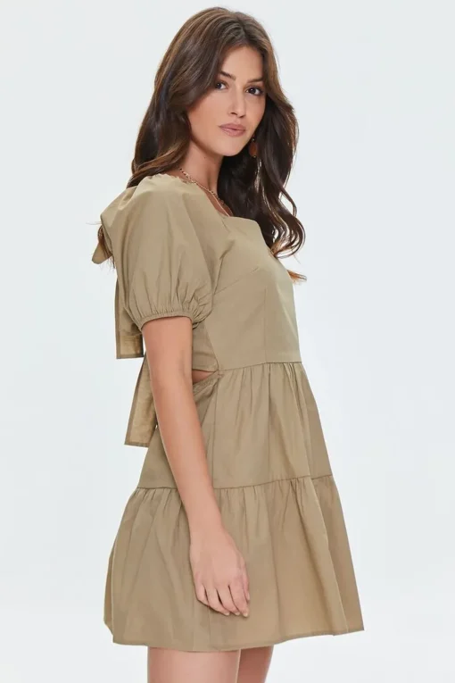 Tie-Back Poplin Mini Dress