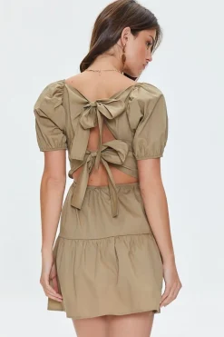 Tie-Back Poplin Mini Dress