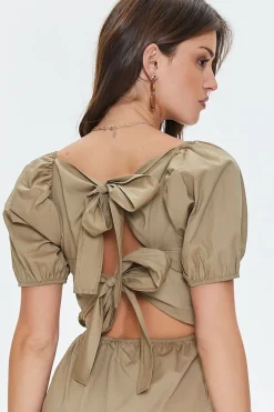 Tie-Back Poplin Mini Dress