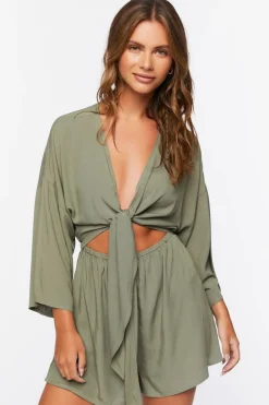 Tie-Front Cutout Romper