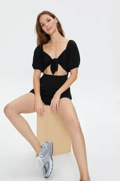 Tie-Front Cutout Romper