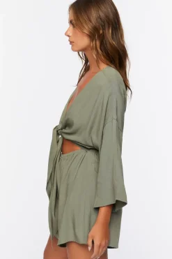Tie-Front Cutout Romper