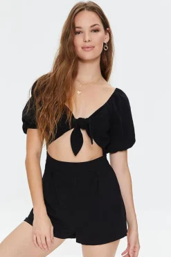 Tie-Front Cutout Romper